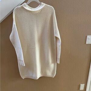 Melrose and Market Cream Ribbed Mock Neck Sweater Dress